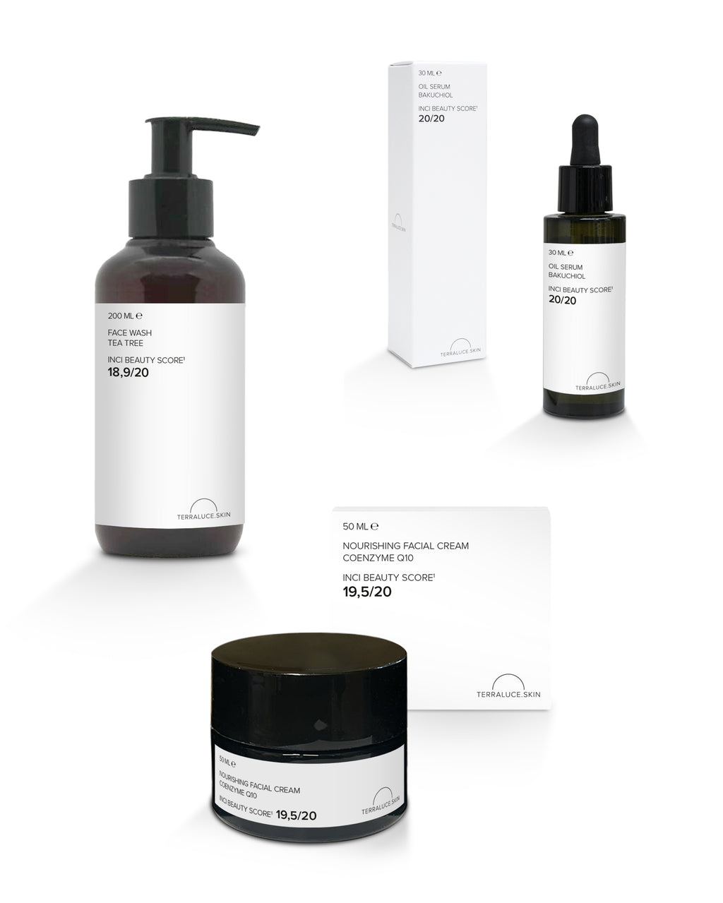 Luxe skincare combi deal met face wash, serum en dagcreme q10