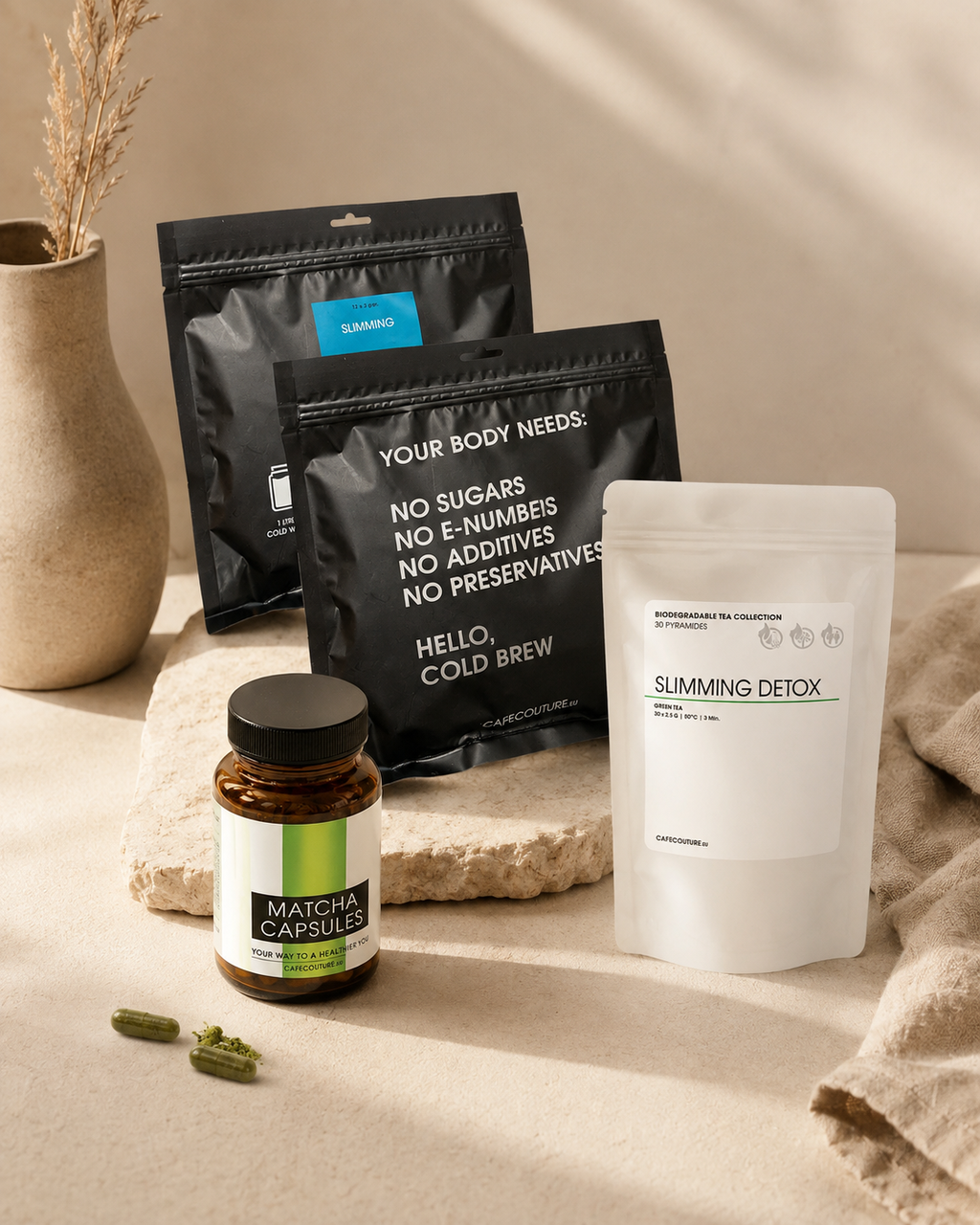 starter pakket met groene thee en matcha capsules